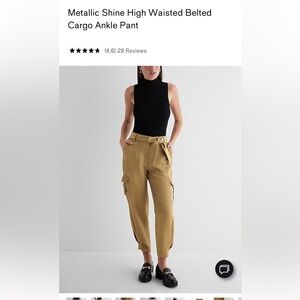 NEW Express Metallic Shine High waisted belted cargo ankle pant